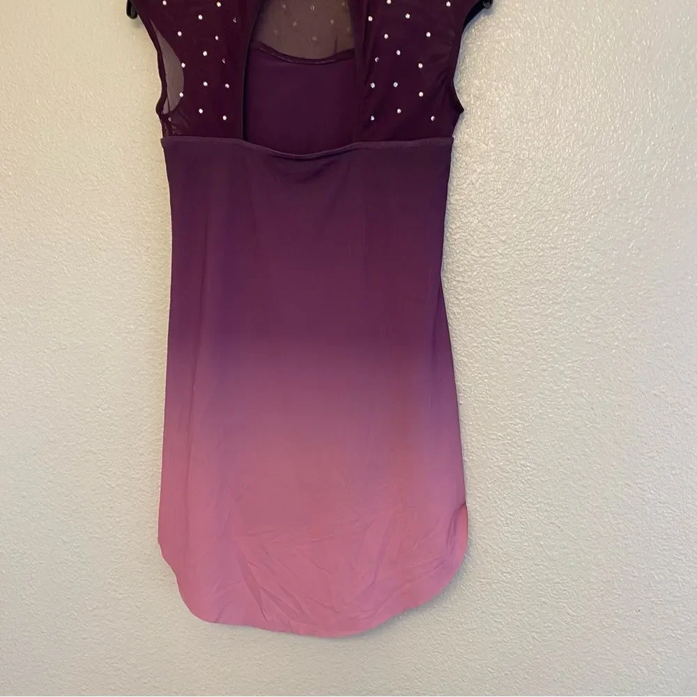 WEISSMAN Dance Costume purple rhinestones ombre Have Mercy 13294 MC 10/12 - Picture 3 of 14